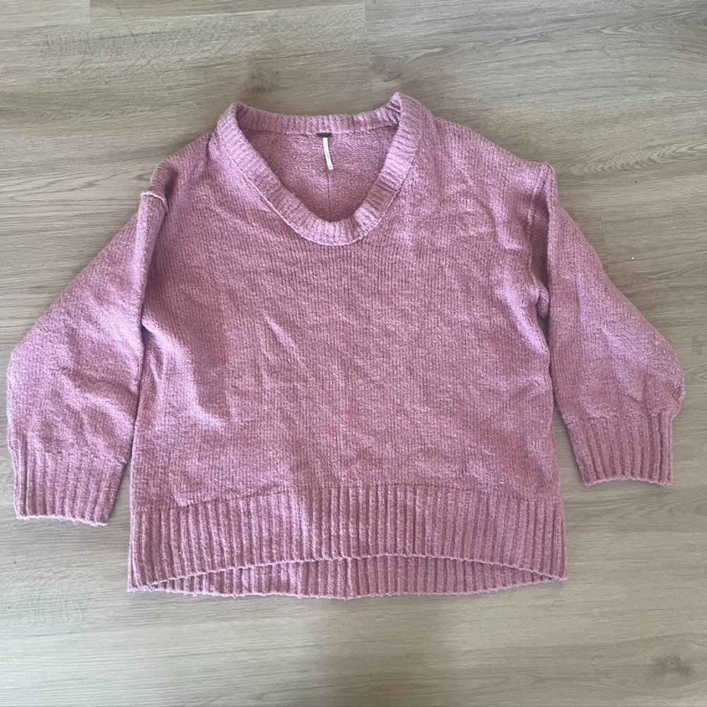 ** Free People Womens Brookside Tunic Oversized Sweater Alpine Rose Sz Small